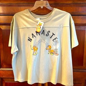 NWT Disney Toy Story Slinky Dog Namaste Crop Top